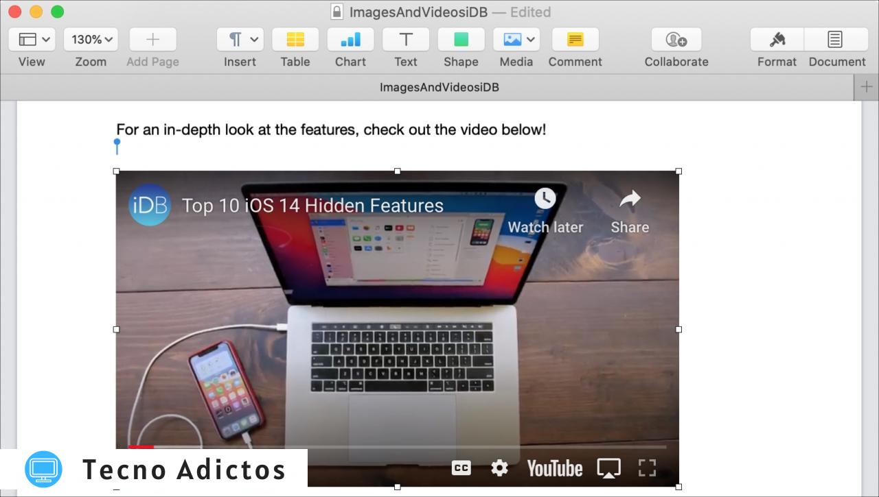 Pages Mac Reproducir vídeo