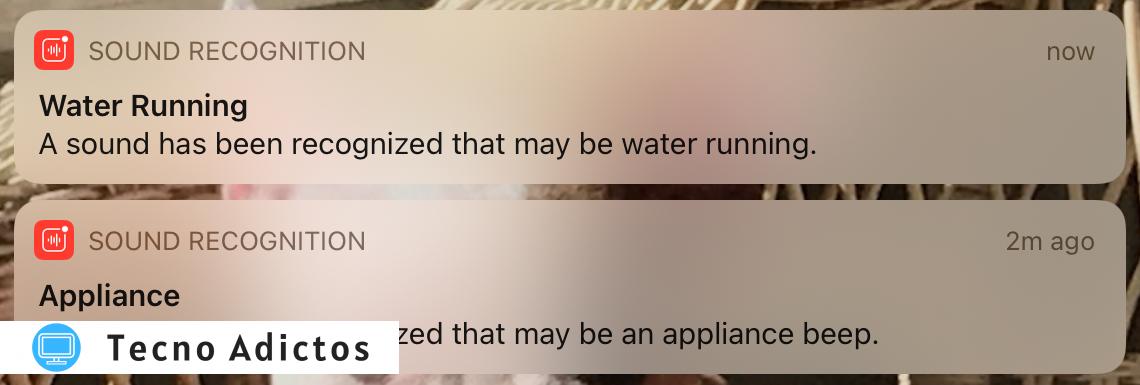 Notificaciones de reconocimiento de sonido Appliance Water iPad