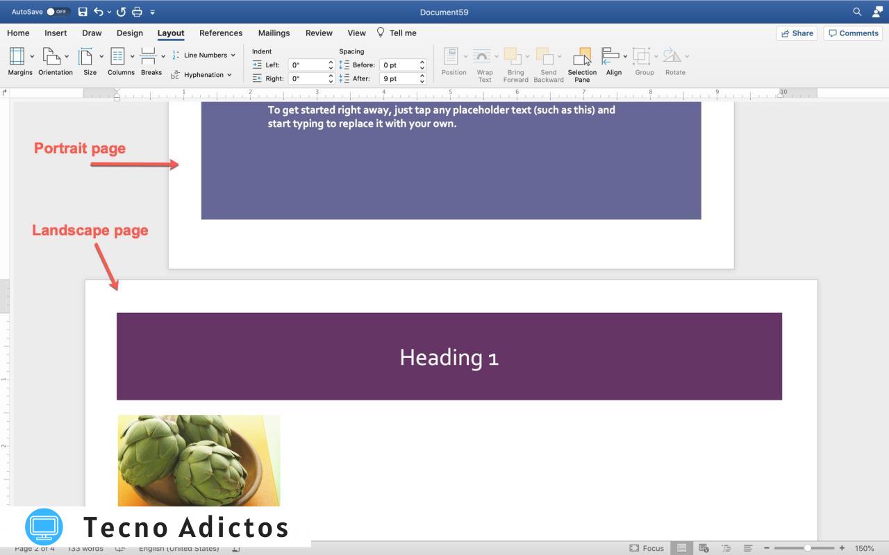 Word Vertical Horizontal Pages Mac