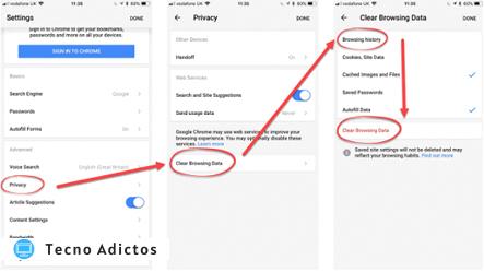 Eliminar el historial de navegación de Google Chrome en iPhone
