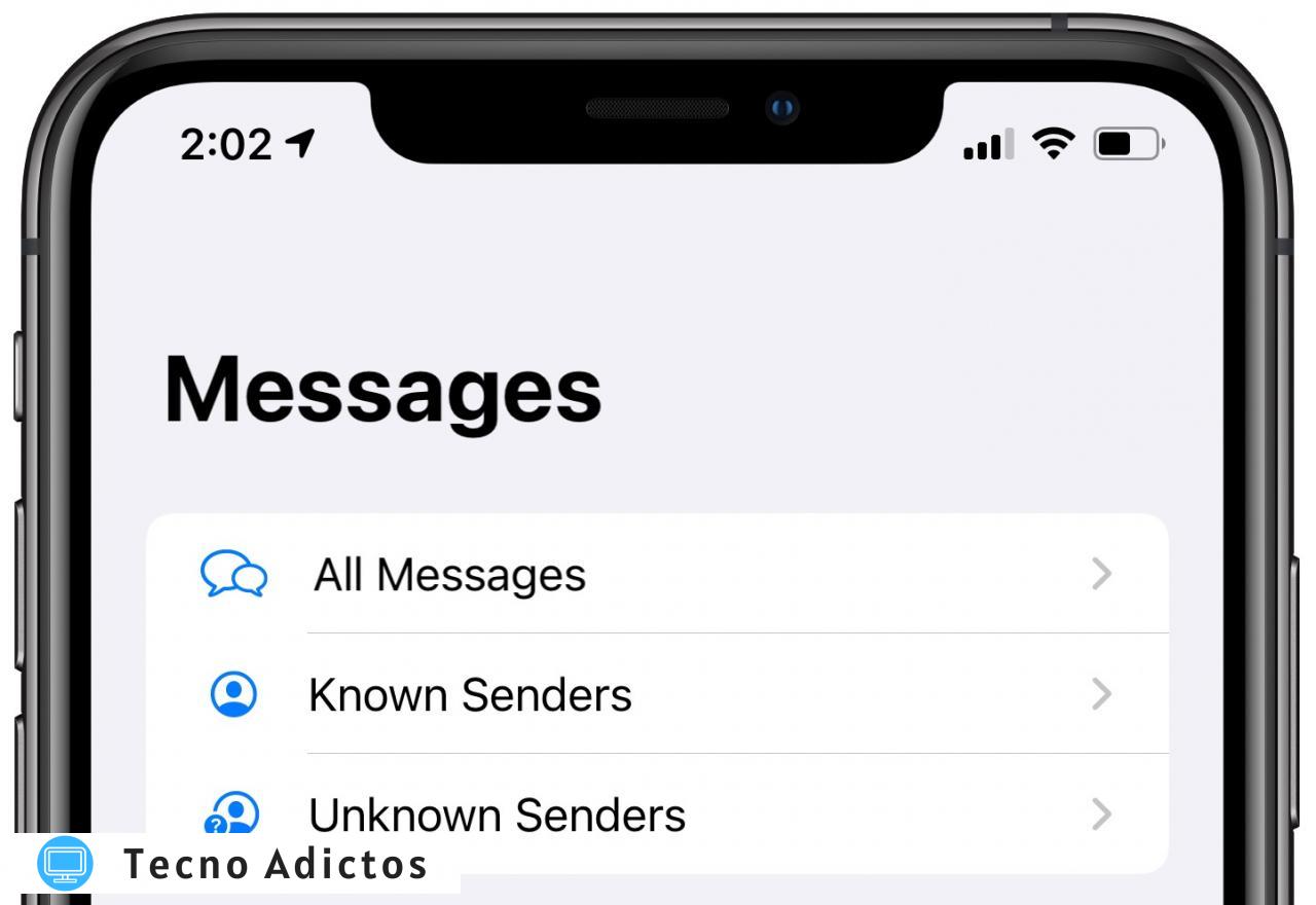 Filtrado de mensajes de iOS 14