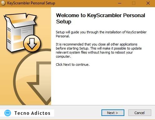 Configuración de Keyloggers Windows10 Keyscrambler