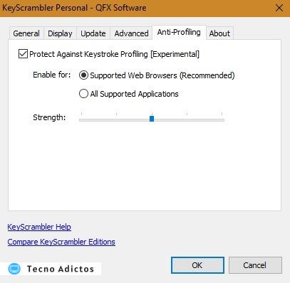 Registradores de teclas Windows10 Keyscrambler Antiprofiling
