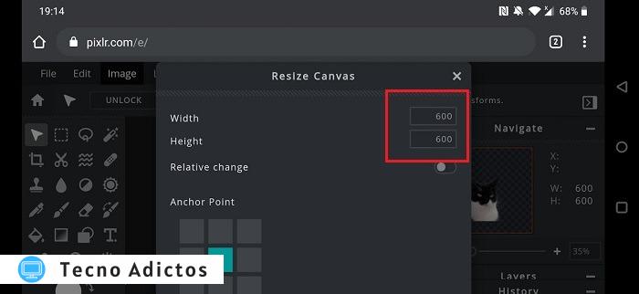 Cómo crear un lienzo personalizado para cambiar el tamaño de Pixlr