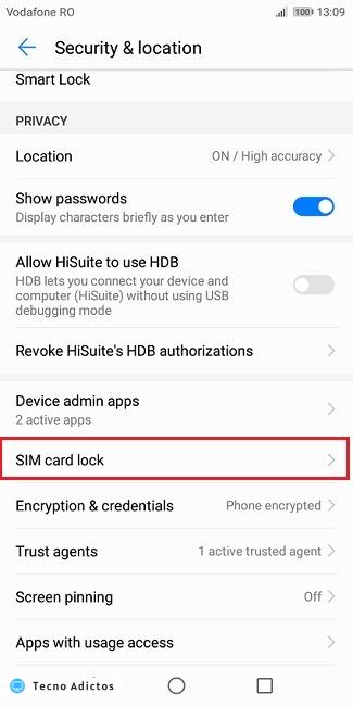 Cómo cambiar el bloqueo de la tarjeta SIM Pin Android 8