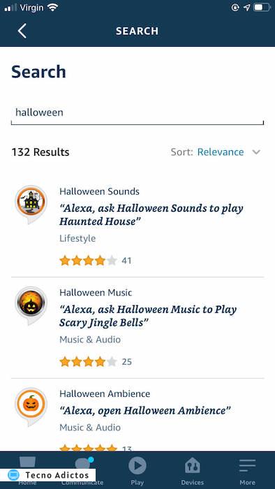 Puede habilitar la habilidad Sonidos de Halloween a través de la aplicación Amazon Alexa.