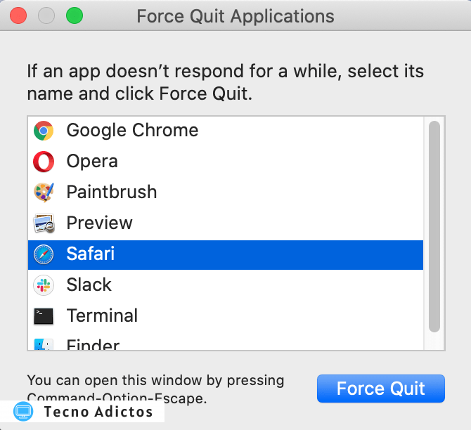 Puede forzar el cierre de aplicaciones macOS mediante la aplicación Forzar salida.