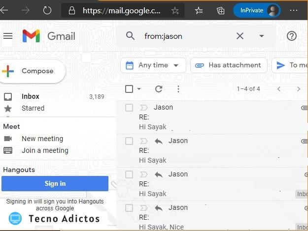 Ordenar los filtros de Gmail Nombre del remitente