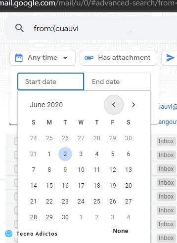 Ordenar filtros de Gmail por intervalo de fechas