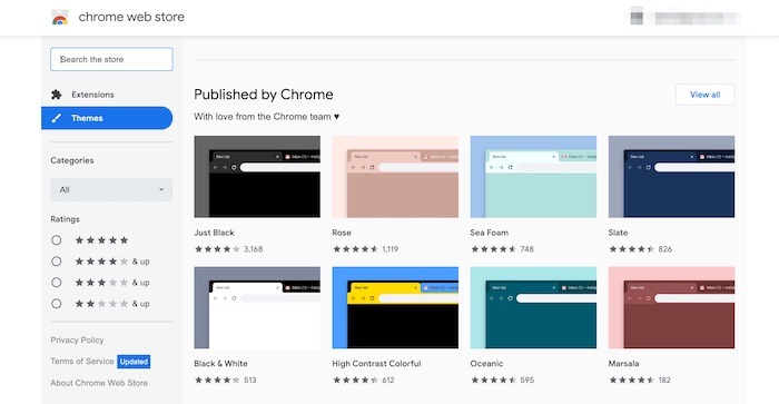 Hermosa tienda de temas de Chrome Themes