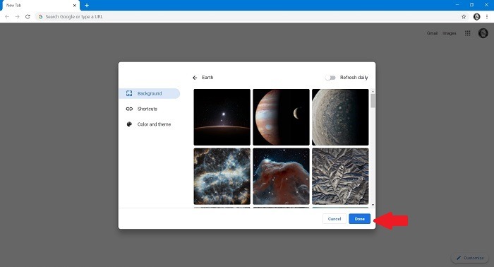 Cómo cambiar el fondo de búsqueda de Google Establecer nueva imagen Chrome Desktop