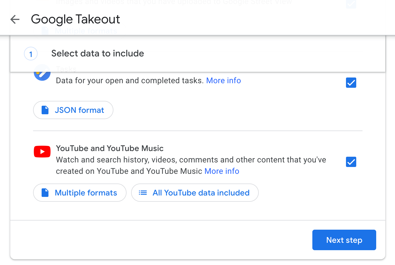 Cómo exportar datos a través del servicio Google Takeout. 