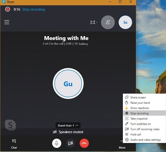 Skype Meet Now Empiece a grabar