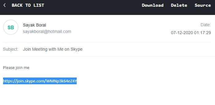 Skype Meet Me Unirse Enlace Correo electrónico