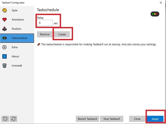 Personalización de la barra de tareas de Windows 10 con Taskbarx Schedule