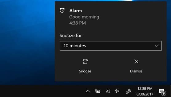 Los temporizadores de alarmas de Windows10 responden a la alarma