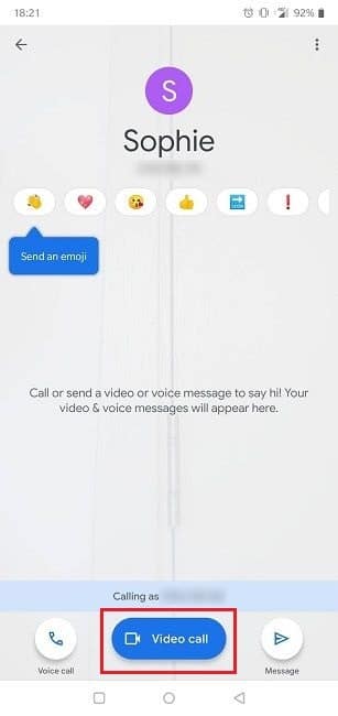 Cómo compartir la pantalla de Google Duo Videollamada de contacto