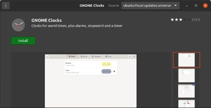 Verifique el tiempo con la instalación del software Gnome Clocks
