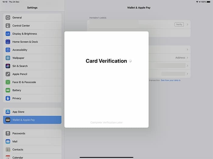 Configurar la verificación de la tarjeta Apple Pay