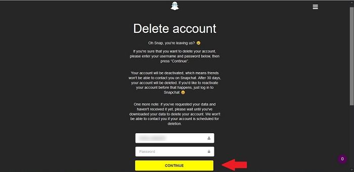 Cómo eliminar Snapchat Erase Account Desktop