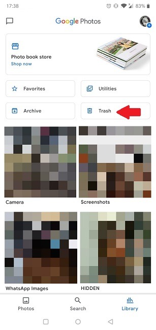 Cómo recuperar fotos borradas Carpeta de basura de Google Fotos