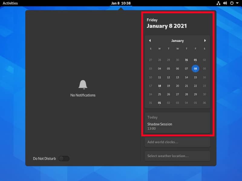 Calendario de integración de Google de Gnome Shell