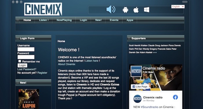 Estaciones de radio web útiles Cinemix