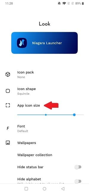 Cómo cambiar el tamaño del icono de la aplicación Niagara Cambiar el tamaño de la aplicación
