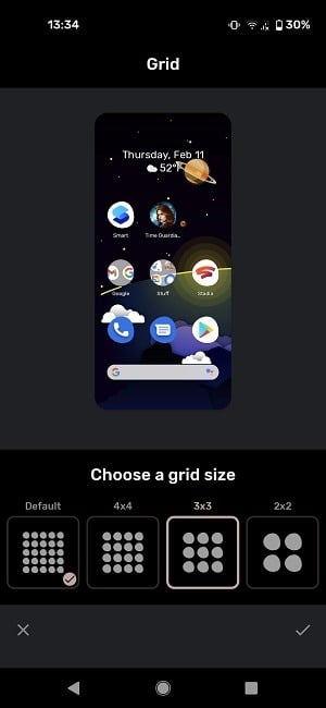 Cómo cambiar el tamaño del icono de la aplicación Pixel Seleccionar configuración diferente
