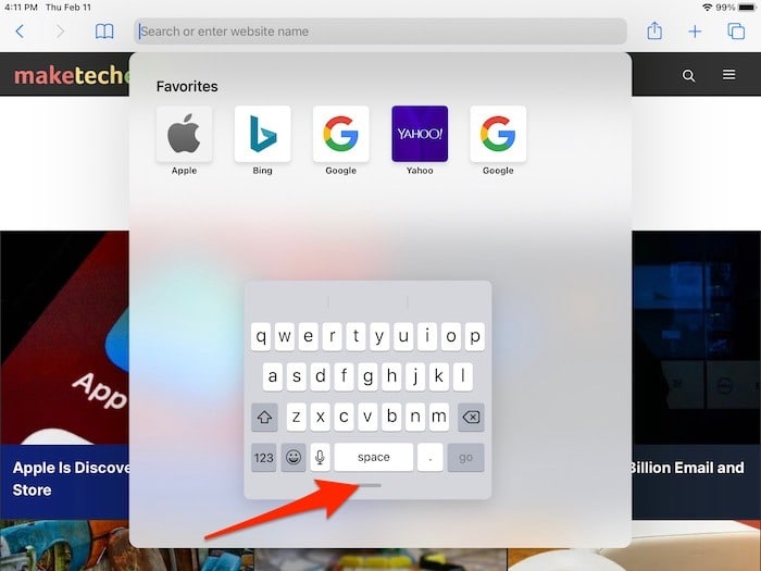 Cómo dividir el flotador del teclado del iPad