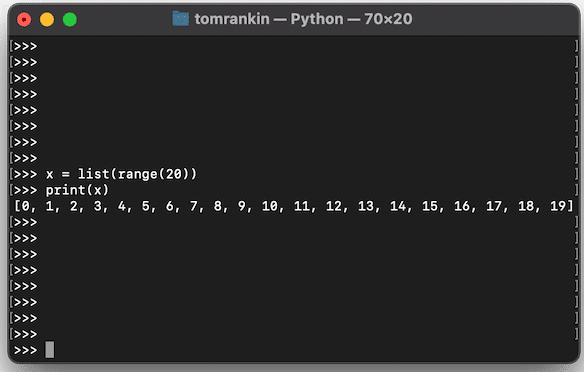 Lista de rango de Python
