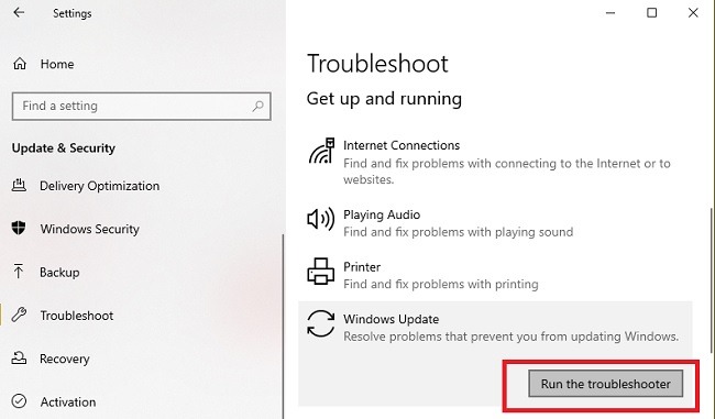 Solución de problemas de instalación de la actualización de Windows 10 Ejecutar