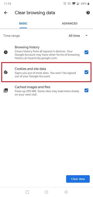 Cómo habilitar las cookies del navegador de Android, las cookies de Chrome y los datos del sitio