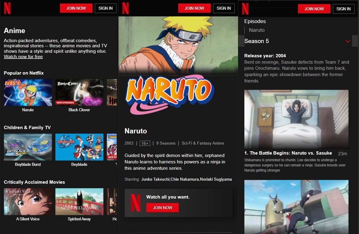 Aplicación Netflix Anime