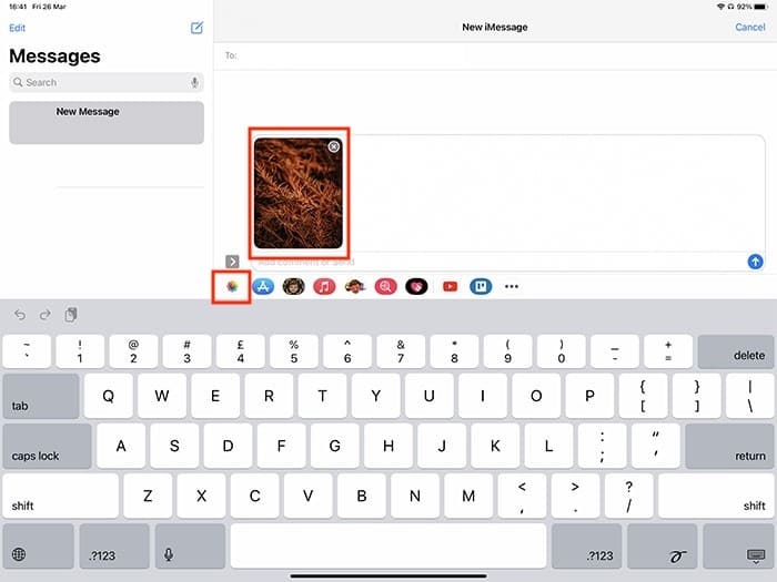 Marcar iPad Agregar imagen al mensaje