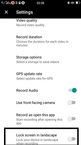 Configuración de la grabadora de Android Drive Dashboard 1