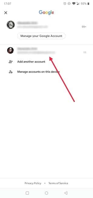 Cómo cambiar la cuenta de Google Aplicación de Gmail para Android Ir a la segunda cuenta