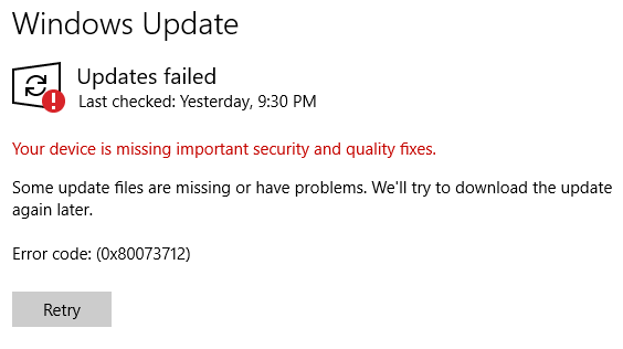 Últimos problemas de actualización de Windows 10 que faltan correcciones de seguridad