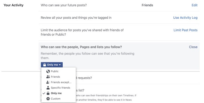 Hacer páginas privadas de perfil de Facebook