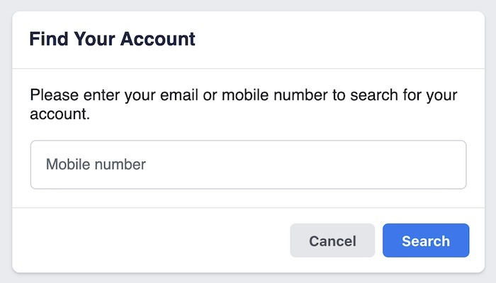 Recuperar la contraseña de la cuenta de Facebook Encuentre su cuenta