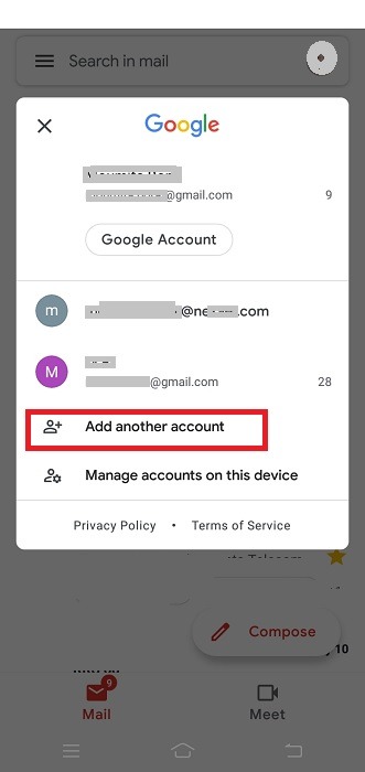 Gmail Múltiples Administrar Agregar cuenta Tableta móvil