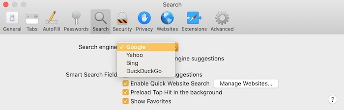 Mejores consejos Safari Mac Dropdown Search