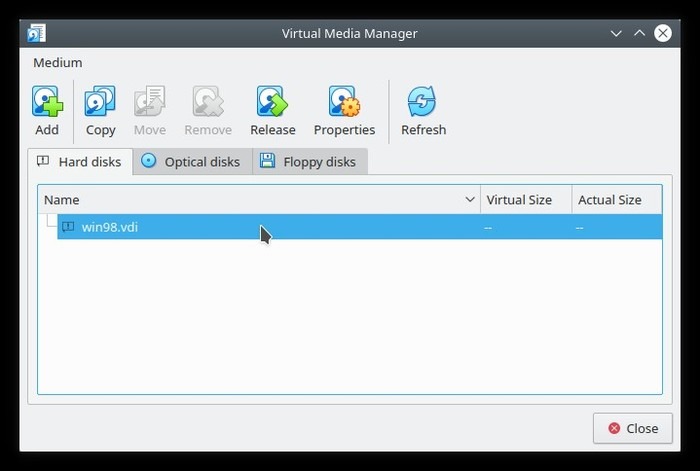 Cambiar la ventana de Virtualbox Uuid Virtualbox Virtual Media Manager