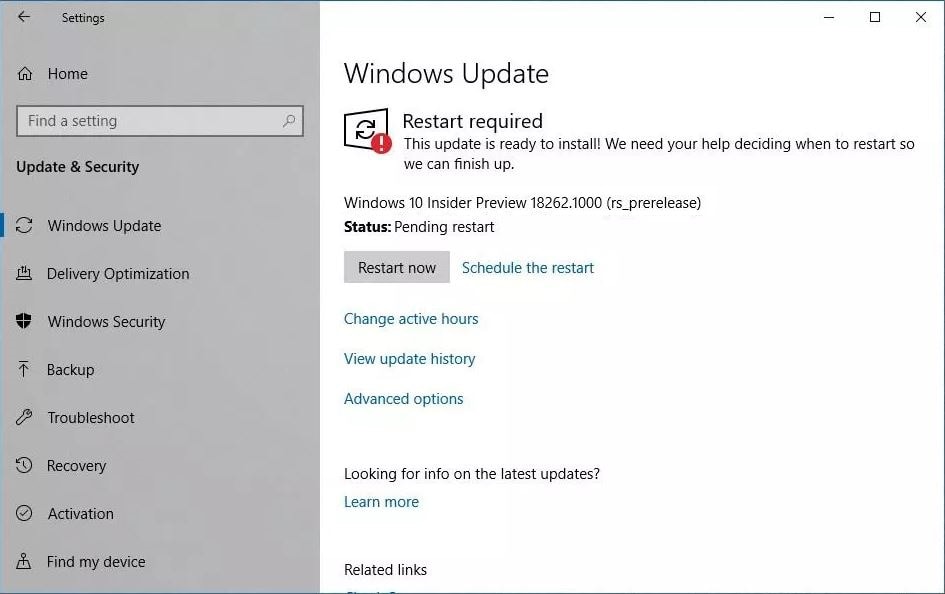 Descargar Windows 10 build 18262