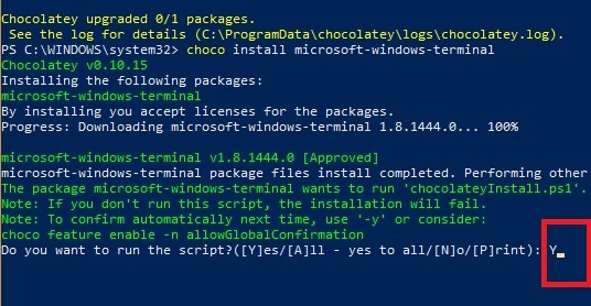 Windows Terminal Chocolatey Instalación de Windows Terminal Y