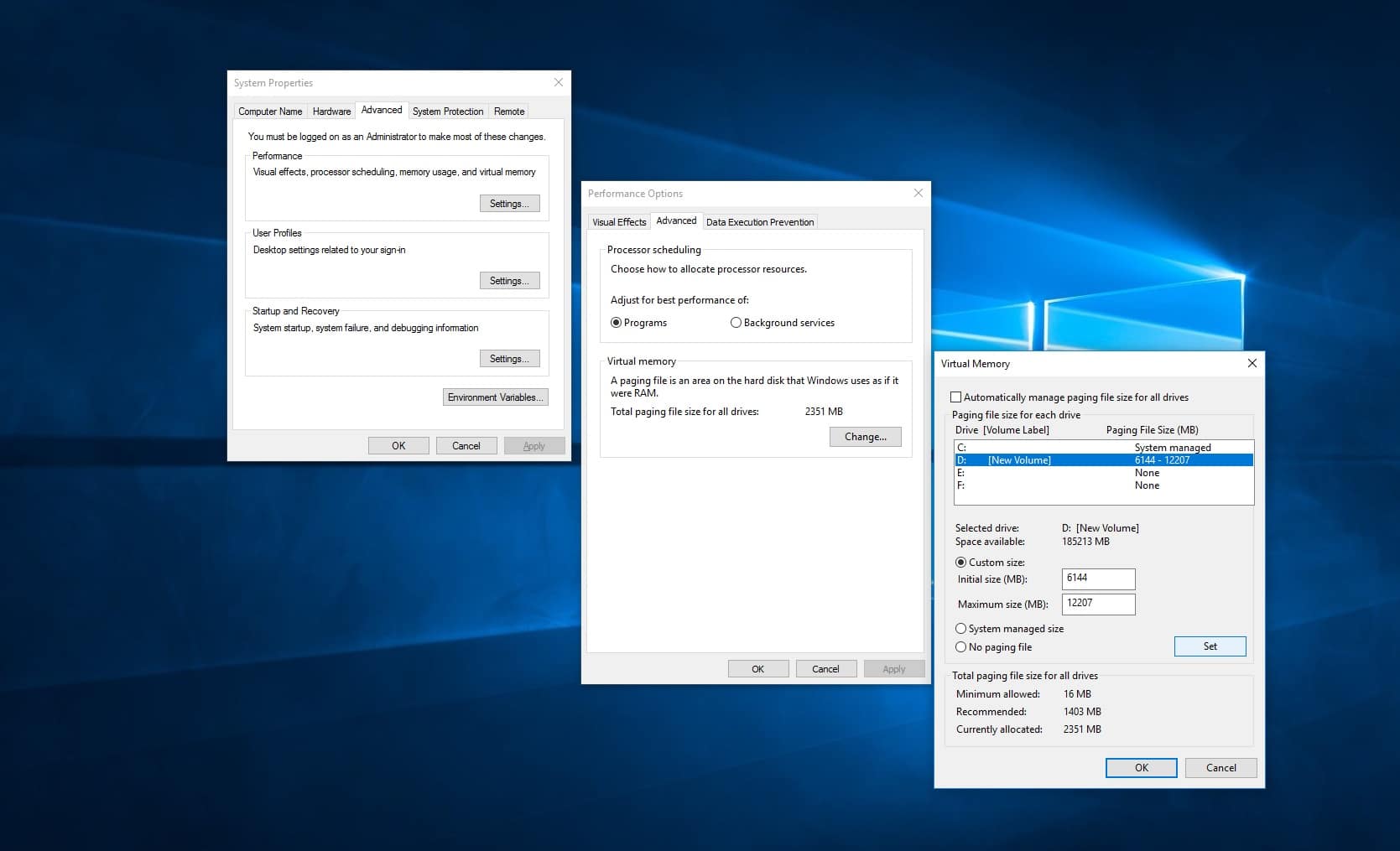 Personalizar la memoria virtual windows 10