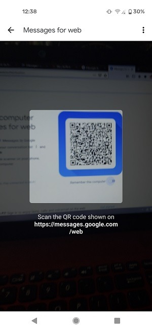 Acceda al código QR de escaneo de escritorio de Google Messages