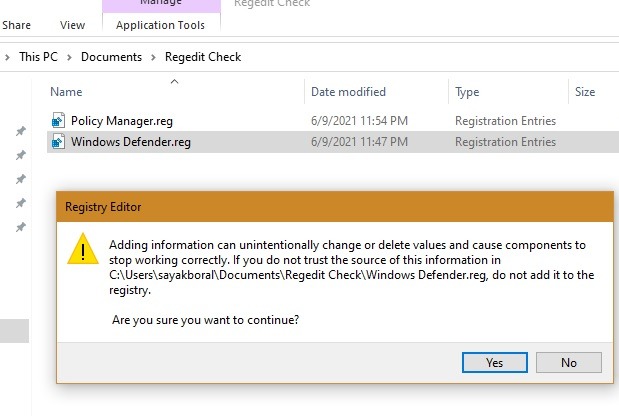 Configuración de Admin Regedit Importar archivos eliminados