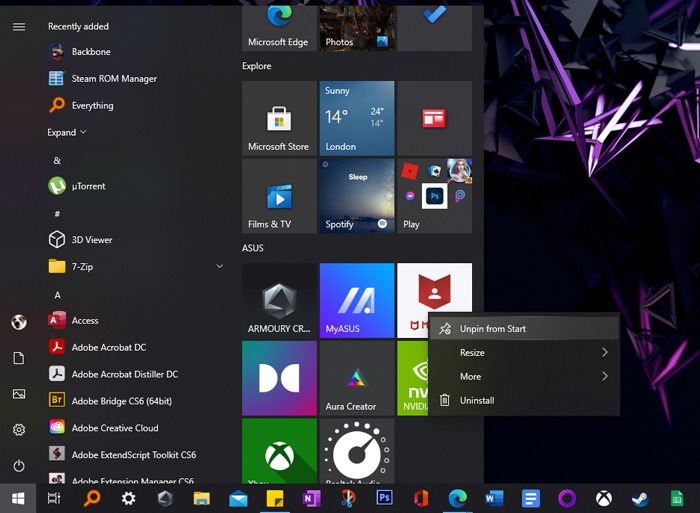 Quitar Bloatware Windows 10 Desanclar desde el inicio
