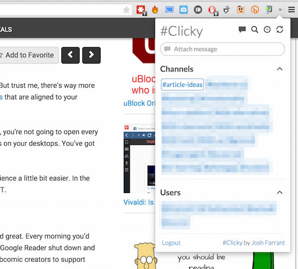 #Clicky for Slack es la extensión de Chrome.